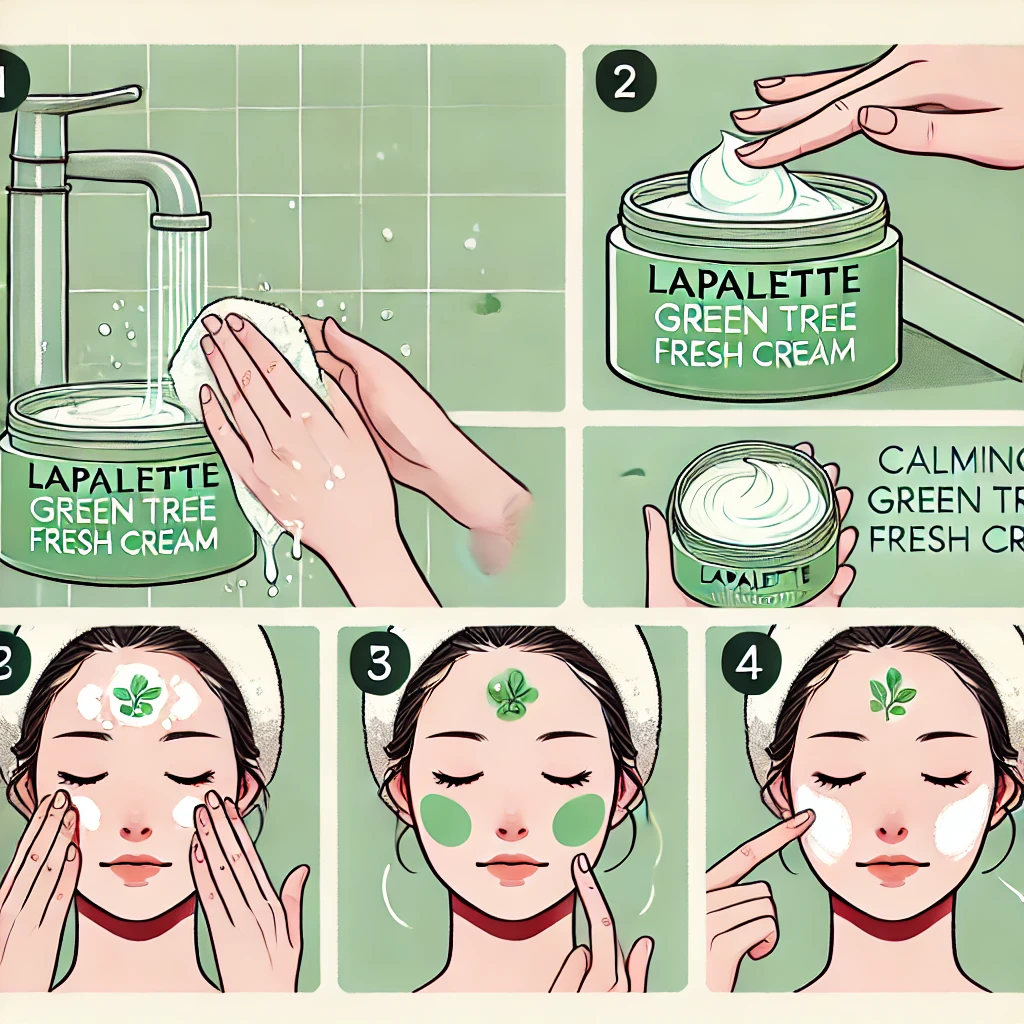 A step-by-step illustration showing how to apply the cream.